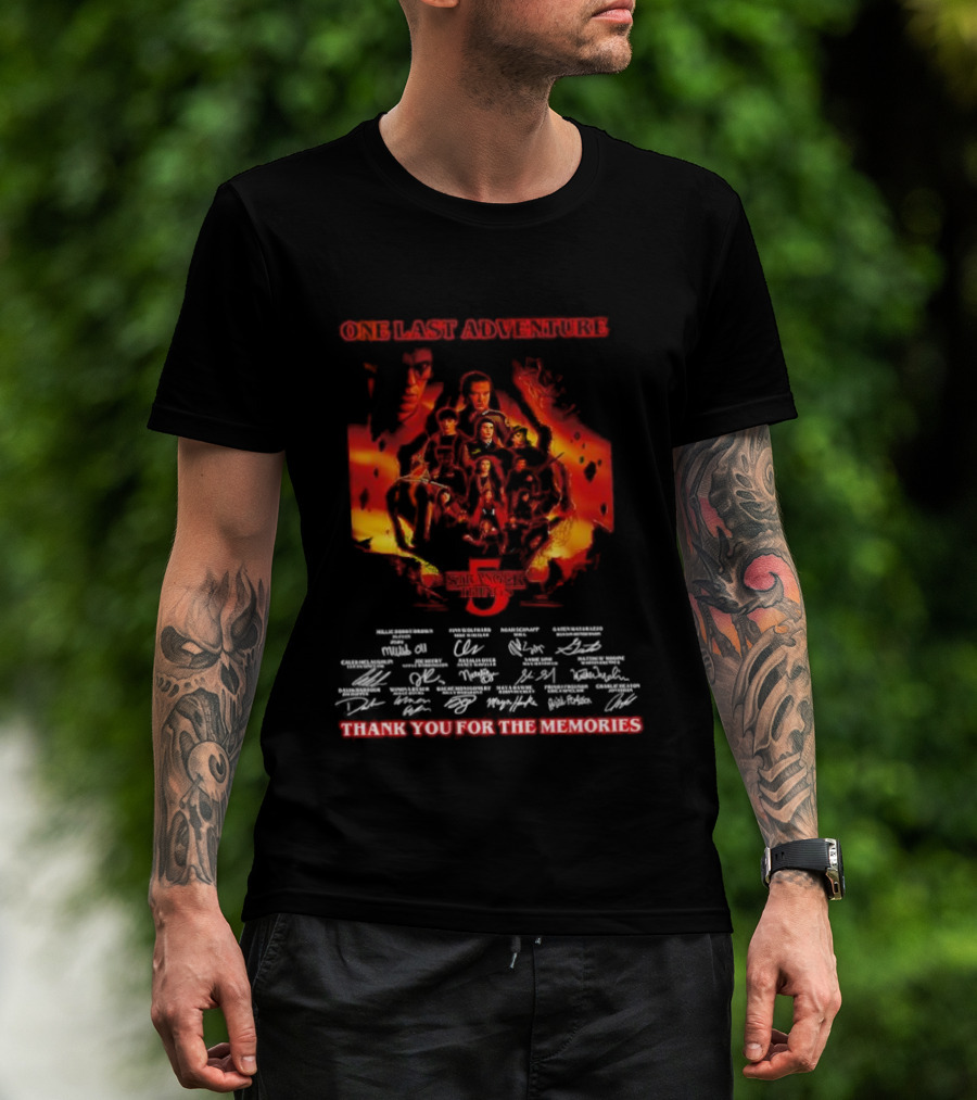 One Last Adventure Stranger Things 5 Thank You For The Memories Cast Signatures T-Shirt