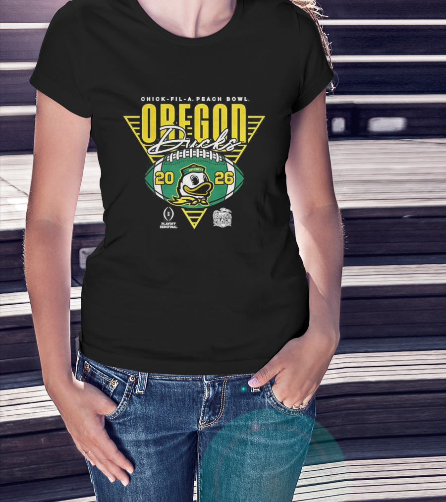 Oregon Ducks CFP Chick Fil A Peach Bowl 2026 Football Triangle T-Shirt