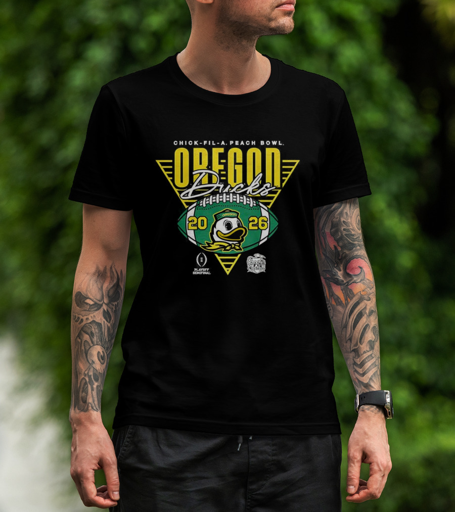 Oregon Ducks CFP Chick Fil A Peach Bowl 2026 Football Triangle T-Shirt