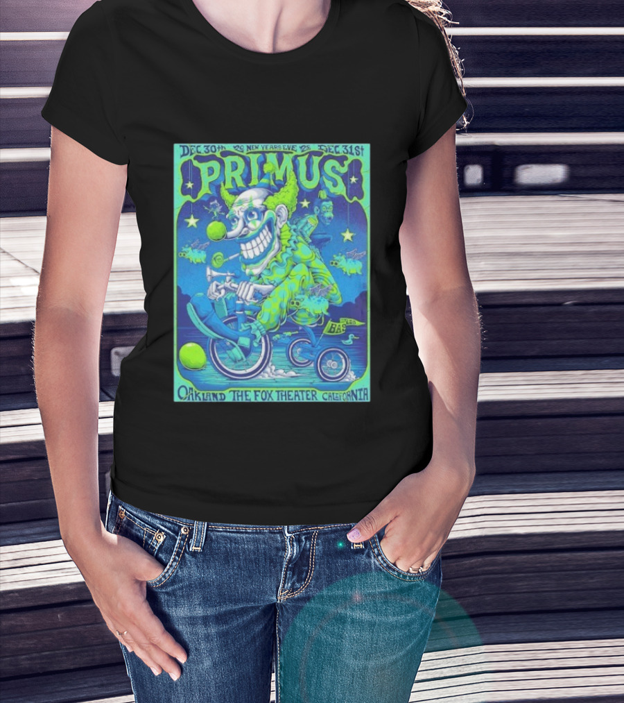 Dec 30 31 2025 Primus New Years Eve Oakland The Fox Theater Clown T-Shirt
