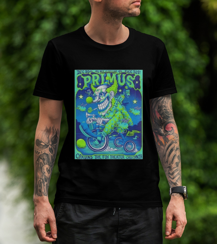 Dec 30 31 2025 Primus New Years Eve Oakland The Fox Theater Clown T-Shirt