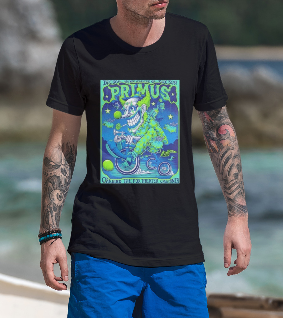 Dec 30 31 2025 Primus New Years Eve Oakland The Fox Theater Clown T-Shirt