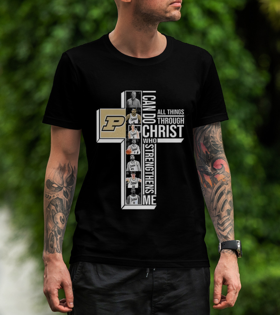 Purdue Boilermakers NCAA I Can Do All Things Through Christ Who Strengthens Me Cross T-Shirt
