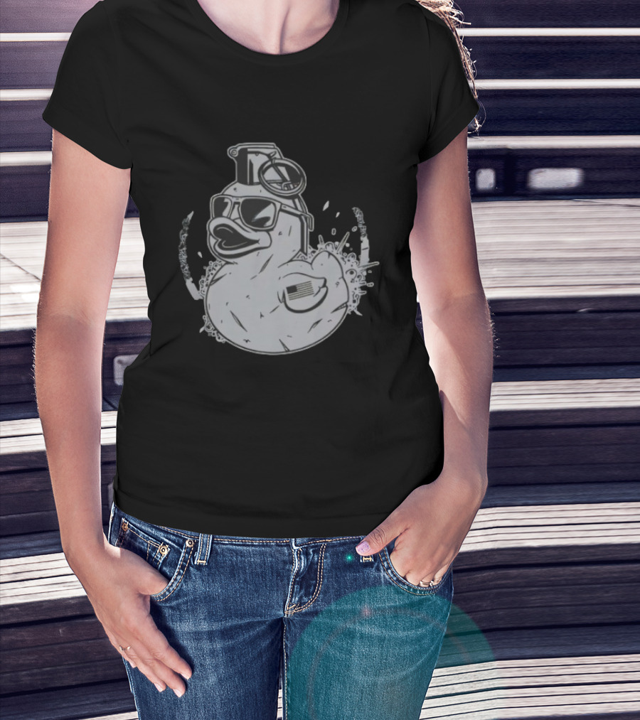 QuackBang Blackout Duck Grenade Monochrome Sunglasses T-Shirt