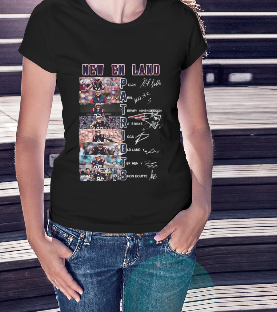 New England Patriots Players Robert S Mike Vrabel Stefon Diggs Signatures T-Shirt