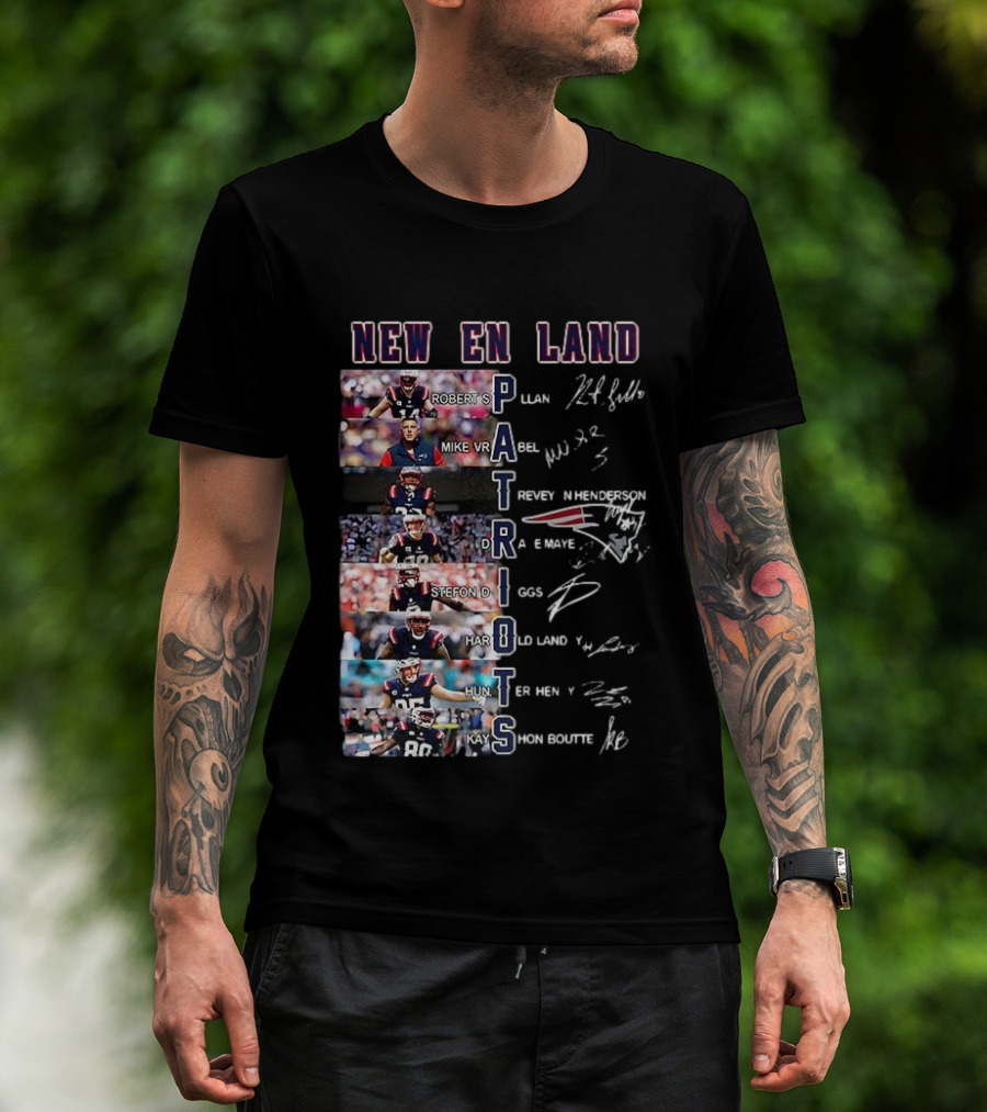 New England Patriots Players Robert S Mike Vrabel Stefon Diggs Signatures T-Shirt