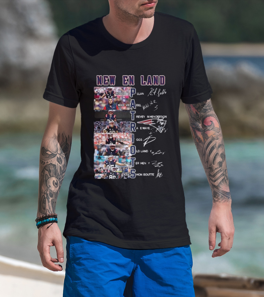 New England Patriots Players Robert S Mike Vrabel Stefon Diggs Signatures T-Shirt