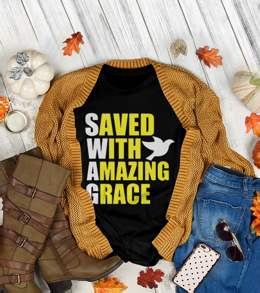 Saved With Amazing Grace Dove Symbol Spiritual T-Shirt