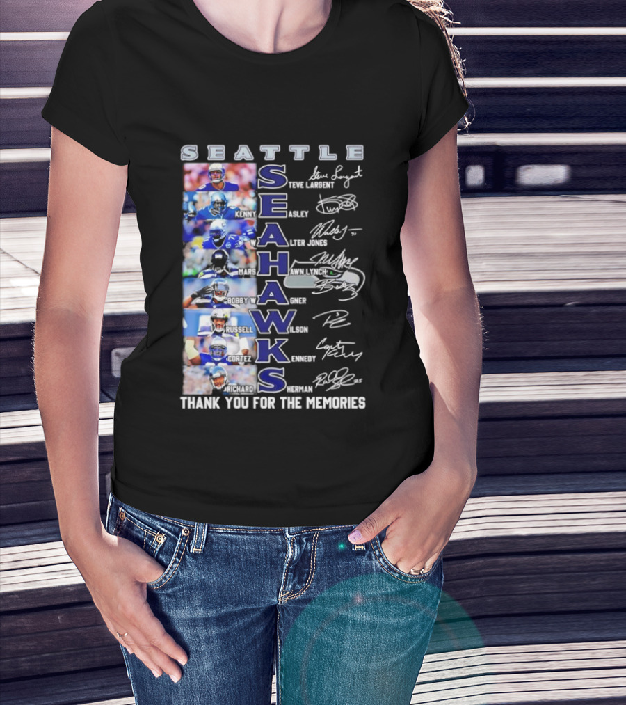 Seattle Seahawks Players Signature Thank You For The Memories T-Shirt