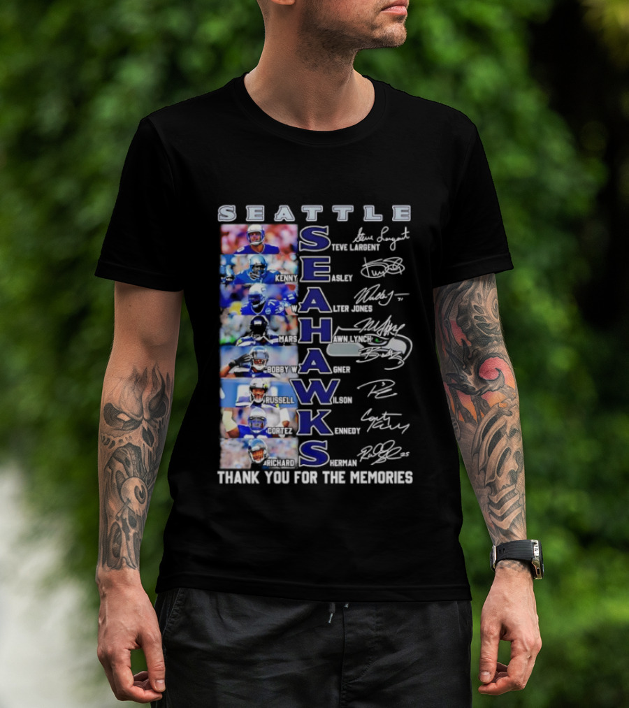 Seattle Seahawks Players Signature Thank You For The Memories T-Shirt