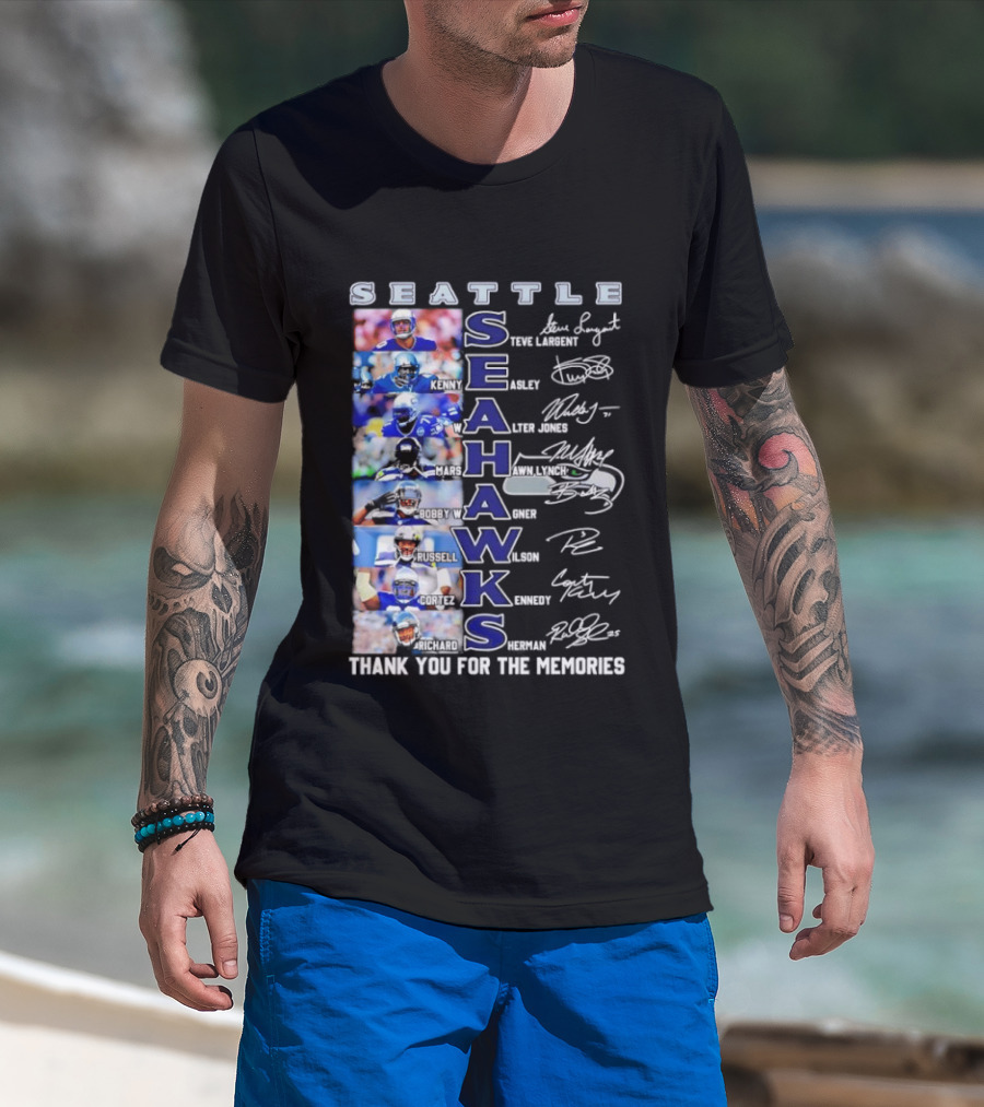 Seattle Seahawks Players Signature Thank You For The Memories T-Shirt
