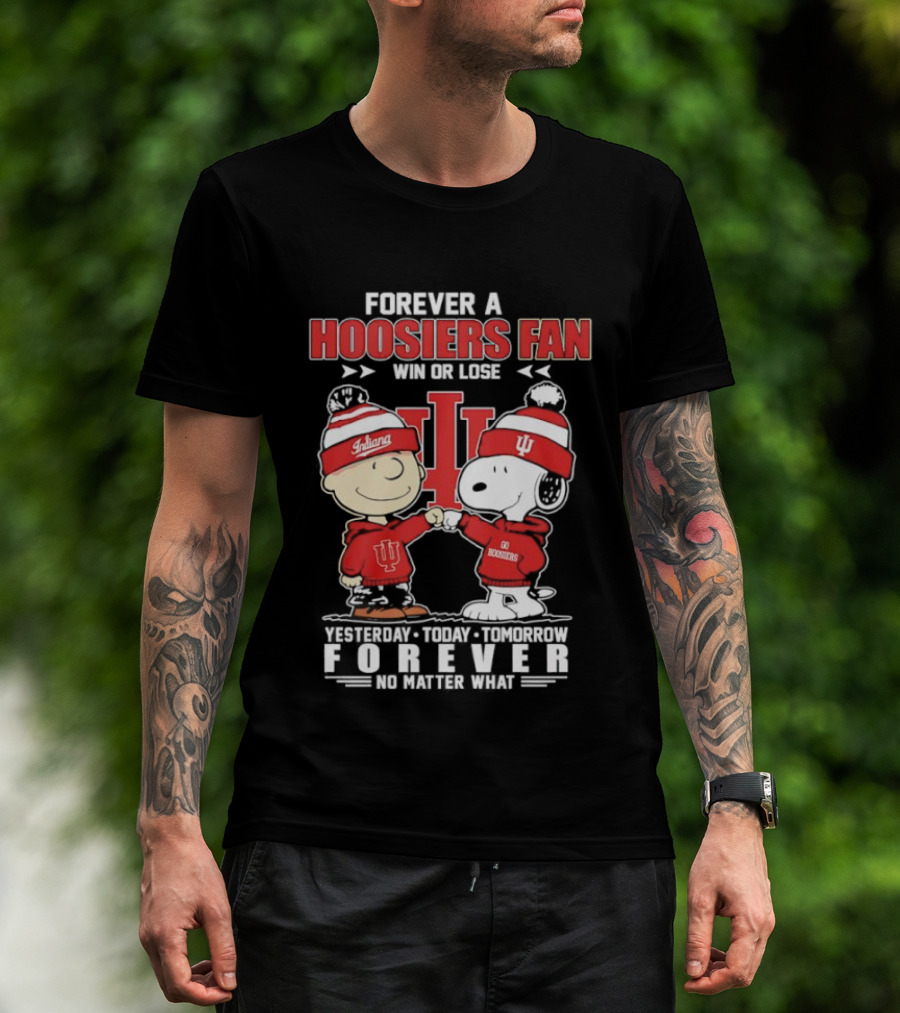 Snoopy Charlie Brown Indiana Hoosiers Fan Forever No Matter What T-Shirt