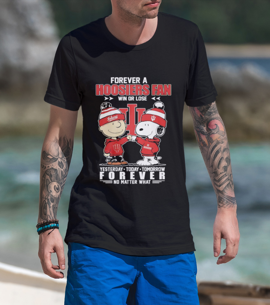 Snoopy Charlie Brown Indiana Hoosiers Fan Forever No Matter What T-Shirt