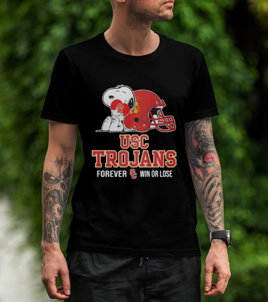 Snoopy Embraces USC Trojans Spirit Forever Win Or Lose T-Shirt