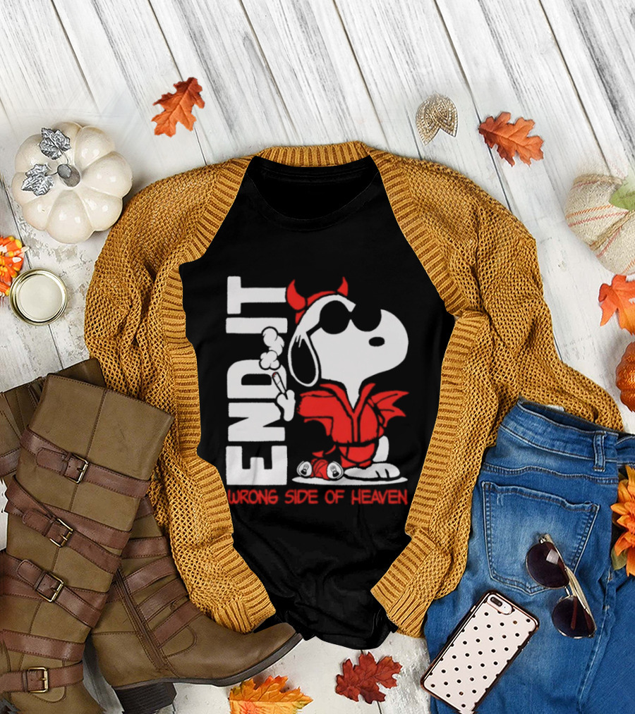 Snoopy End It Wrong Side of Heaven Red Devil Suit T-Shirt
