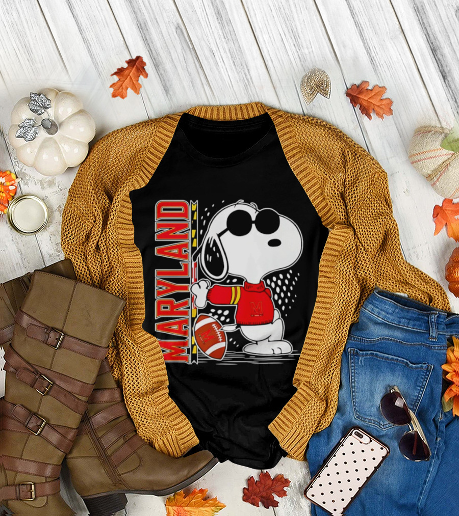 Snoopy Joe Cool with Football and Maryland Terrapins T-Shirt