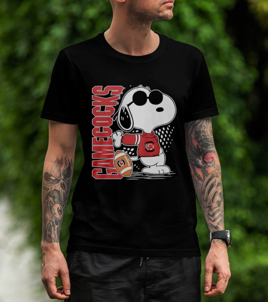 Snoopy Joe Cool University Of South Carolina Gamecocks Football T-Shirt