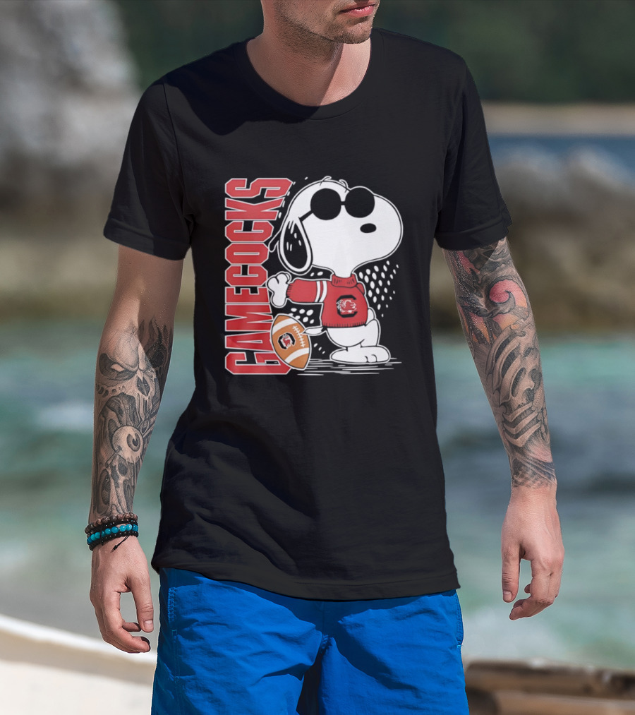Snoopy Joe Cool University Of South Carolina Gamecocks Football T-Shirt