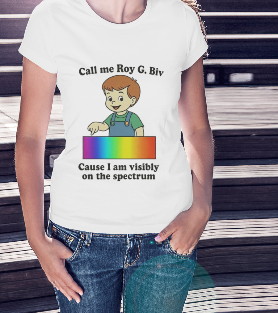Call Me Roy G. Biv Cause I Am Visibly On The Spectrum Boy Rainbow Color Spectrum Kids T-Shirt