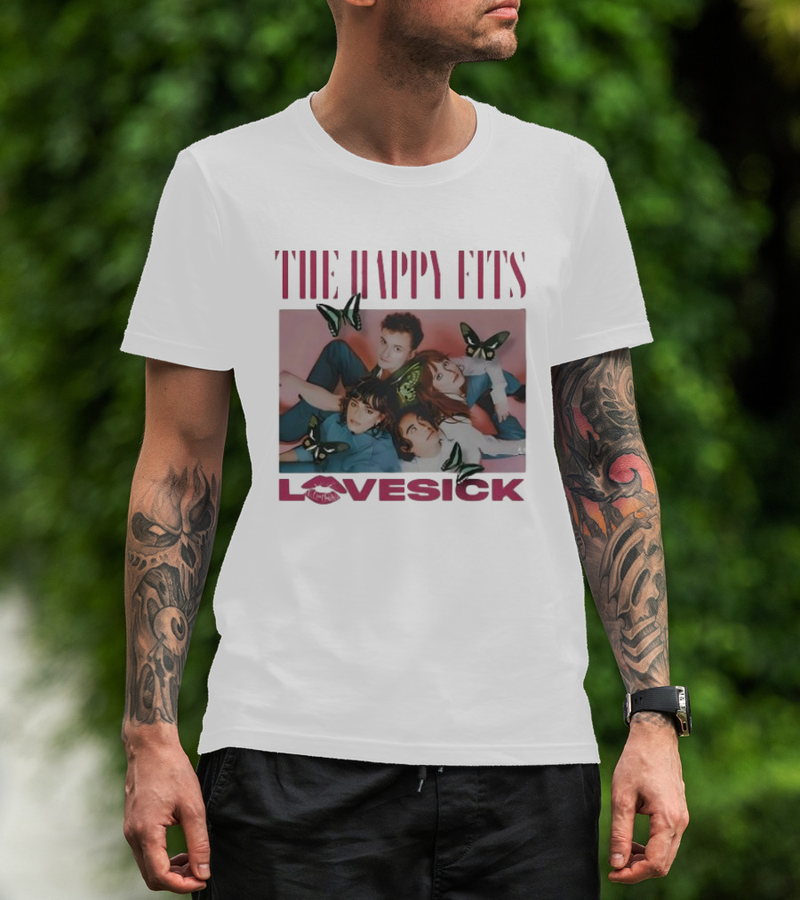 The Happy Fits Lovesick Pink Butterflies Photo T-Shirt