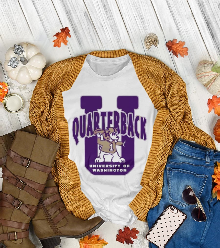 University of Washington Huskies Quarterback U Mascot Football T-Shirt