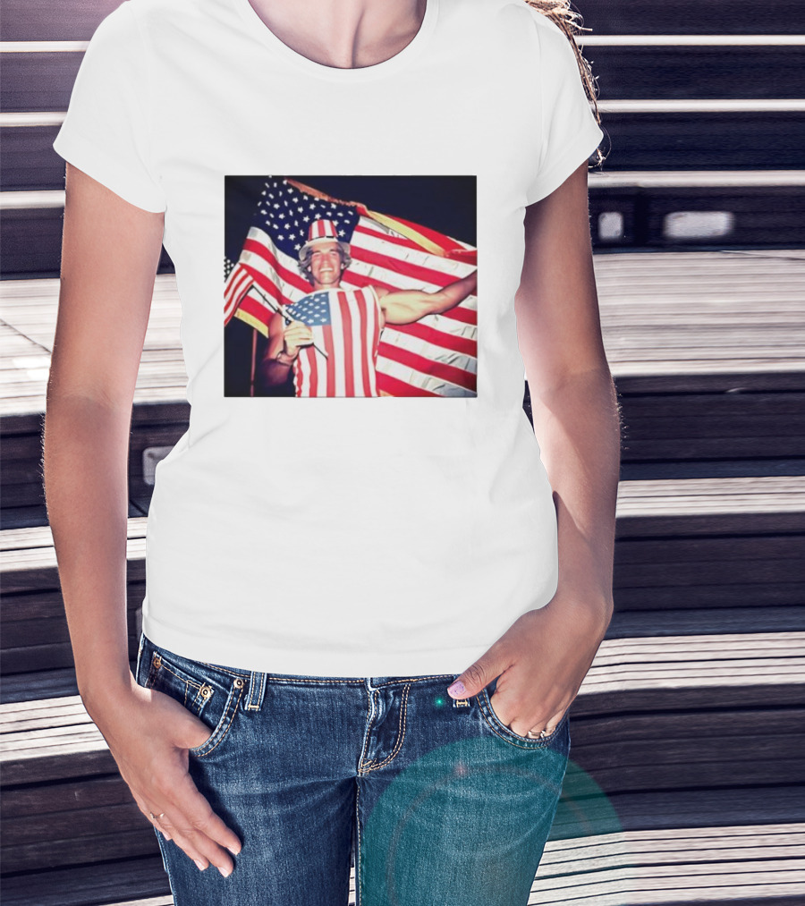 Arnold Schwarzenegger 1983 US Citizenship American Flag Celebration T-Shirt