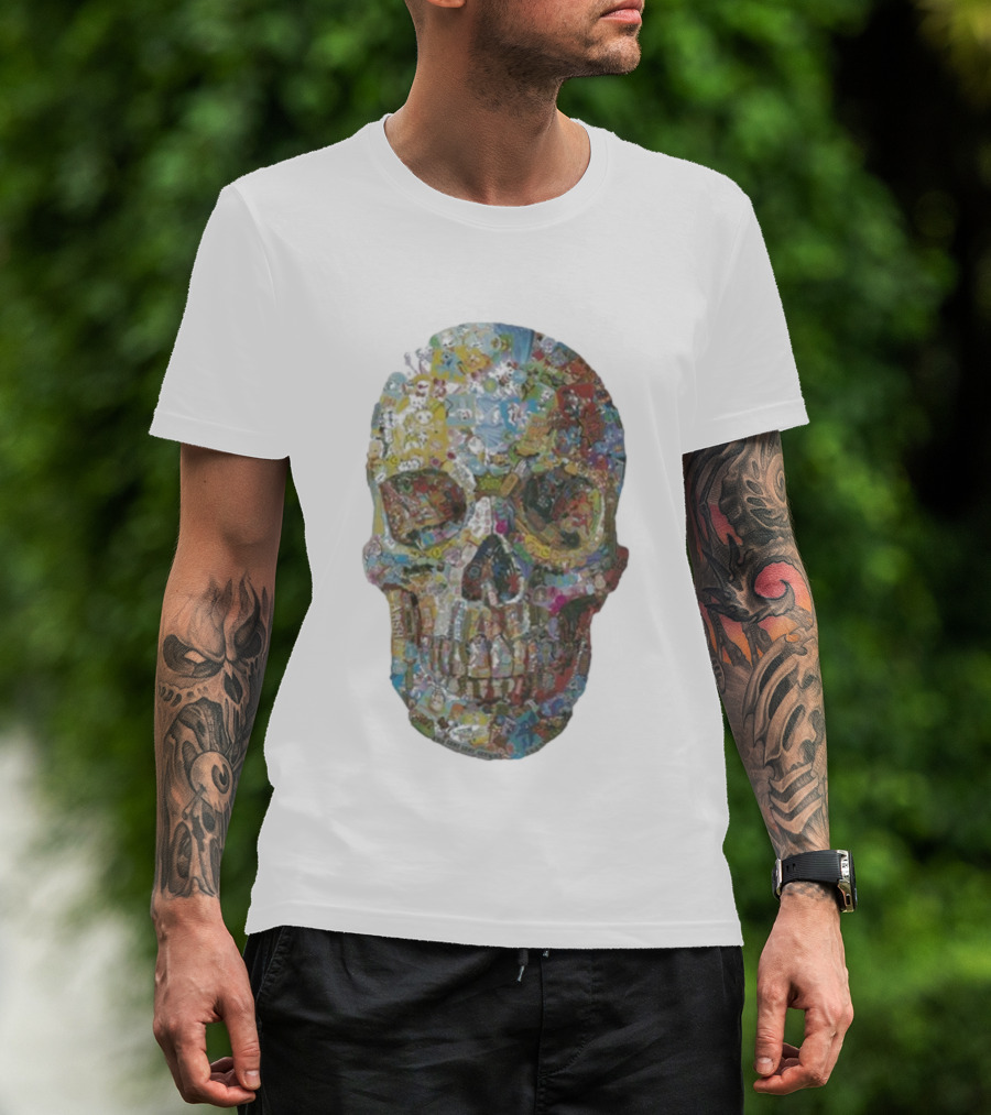 Noah Scalin Still Life Skull Collage Of Popular Culture T-Shirt