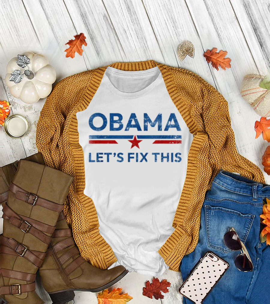 Obama 2028 Let's Fix This Political Protest Rally Red Star T-Shirt