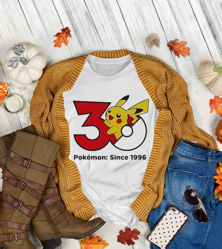 Pokémon 30th Anniversary Since 1996 Pikachu Celebration T-Shirt