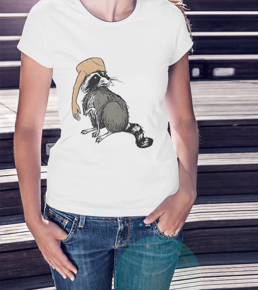 Raccoon With Human Arm Hat T-Shirt