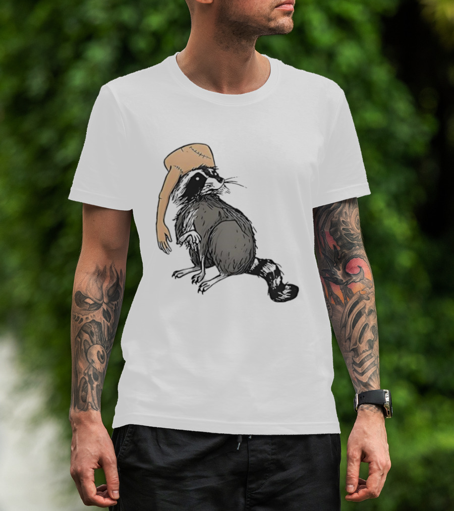 Raccoon With Human Arm Hat T-Shirt