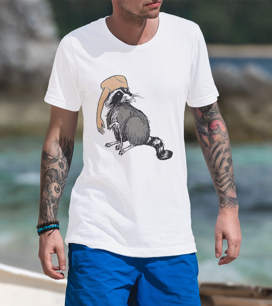 Raccoon With Human Arm Hat T-Shirt
