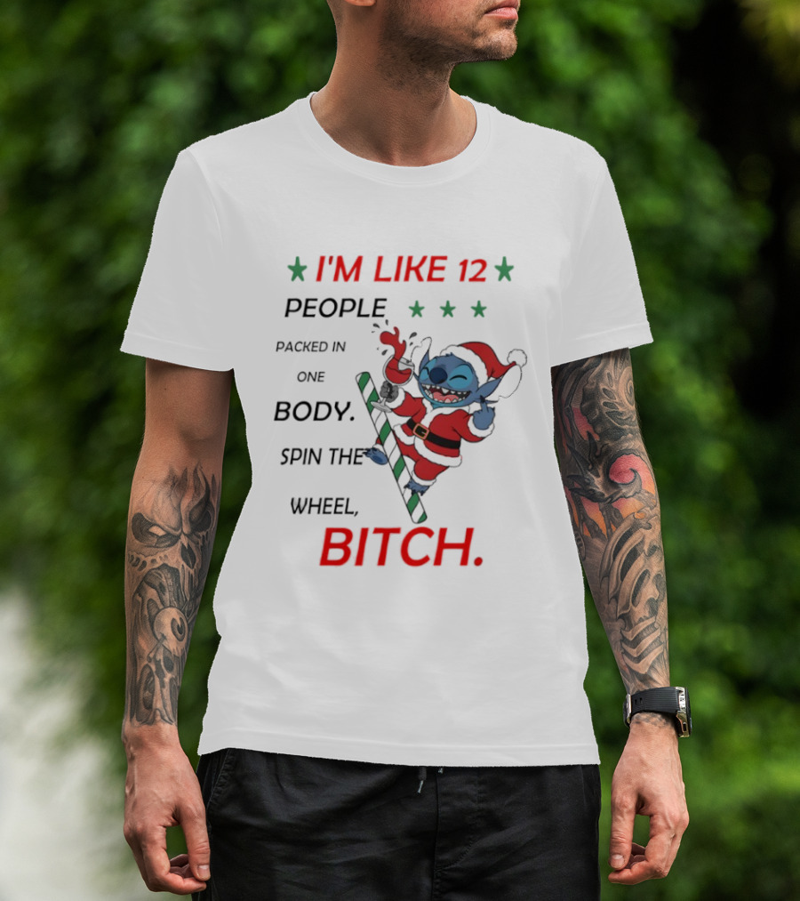 I'm Like 12 People Packed In One Body Spin The Wheel Bitch Stitch Santa Suit T-Shirt