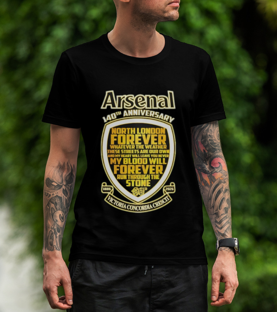 Arsenal 140th Anniversary North London Forever 1886 2026 Victoria Concordia Crescit T-Shirt