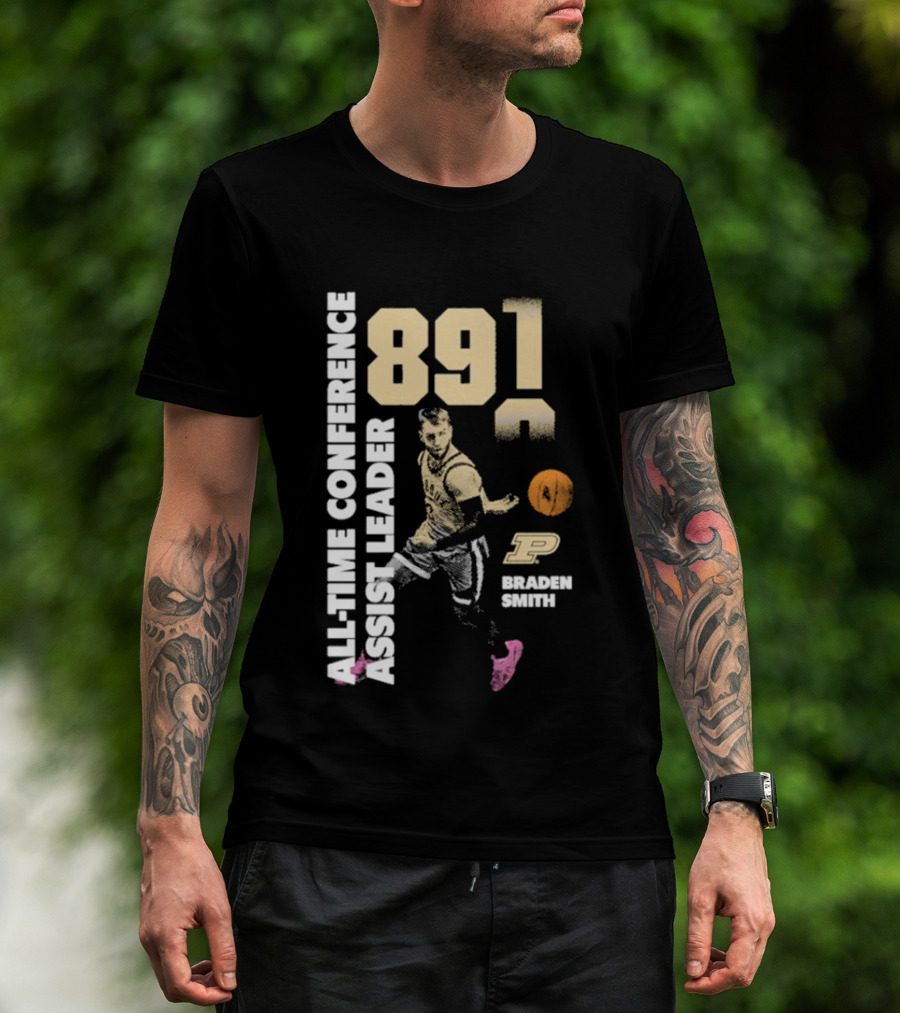 Braden Smith 891 All Time Conference Assist Leader Purdue Boilermakers T-Shirt