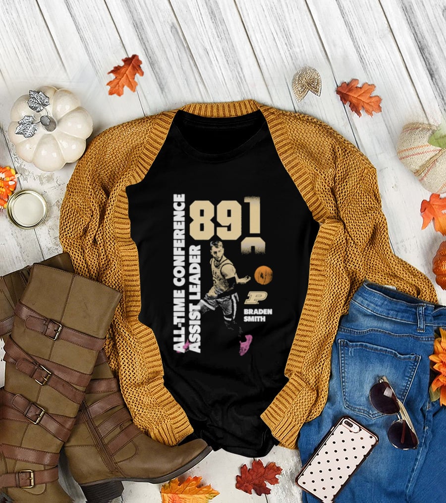 Braden Smith 891 All Time Conference Assist Leader Purdue Boilermakers T-Shirt