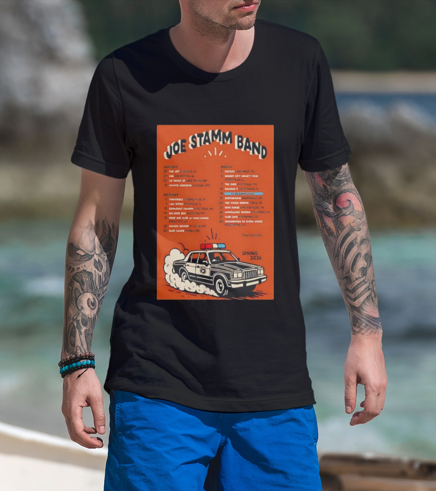 Joe Stamm Band Spring 2026 Tour Dates With Vintage Police Car T-Shirt