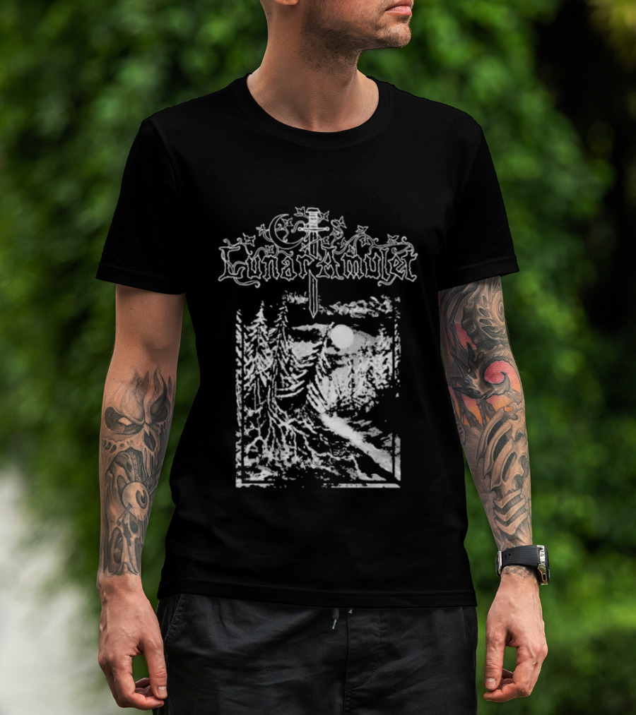 Lunar Amulet Enchanted Forest Sword Moonlit Night T-Shirt