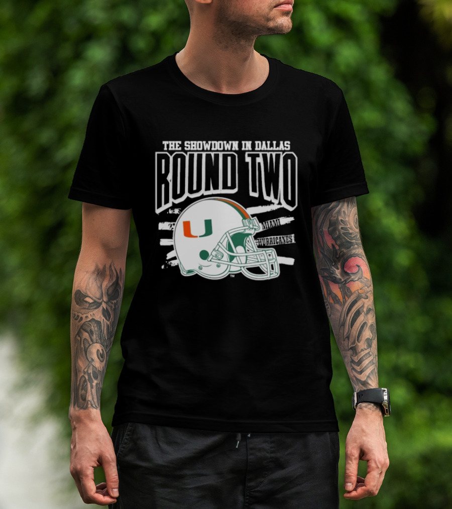 Miami Hurricanes Helmet The Showdown In Dallas Round Two T-Shirt