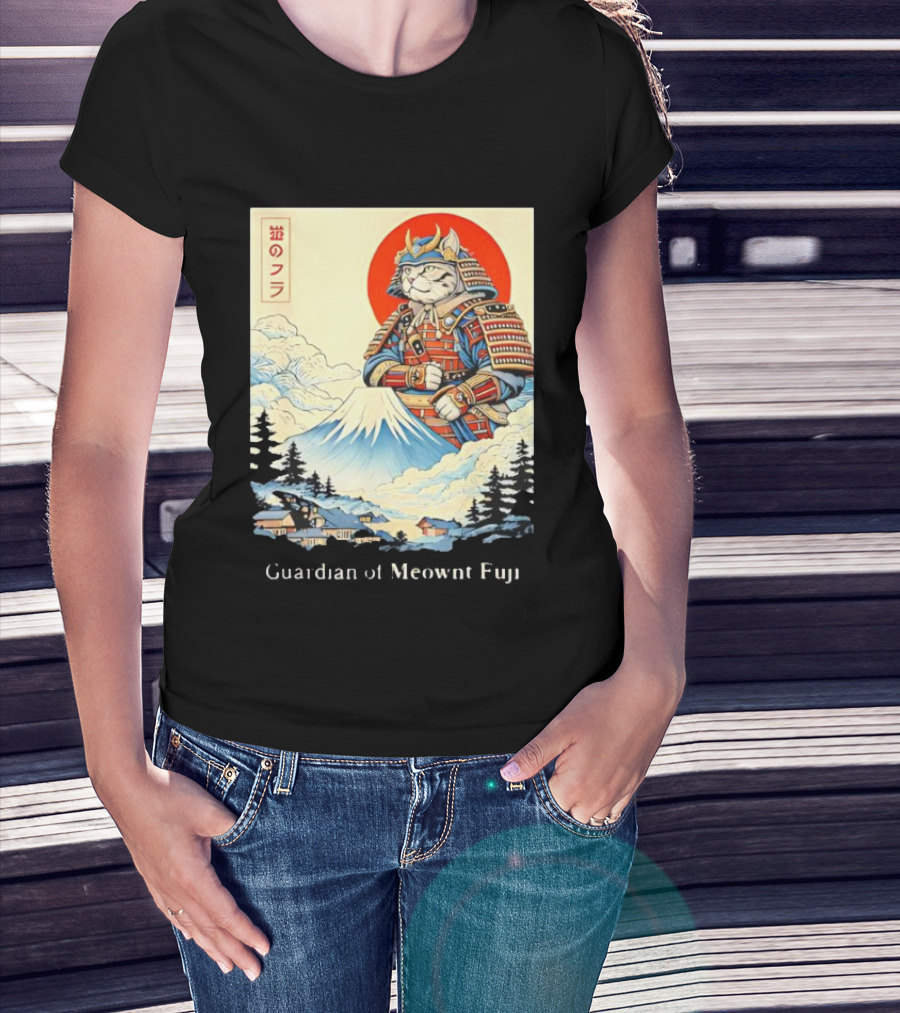 Guardian Of Meownt Fuji Samurai Cat Japanese T-Shirt