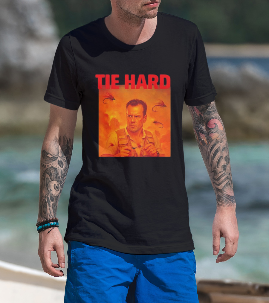 TIE HARD Fly Fisherman Action Hero T-Shirt