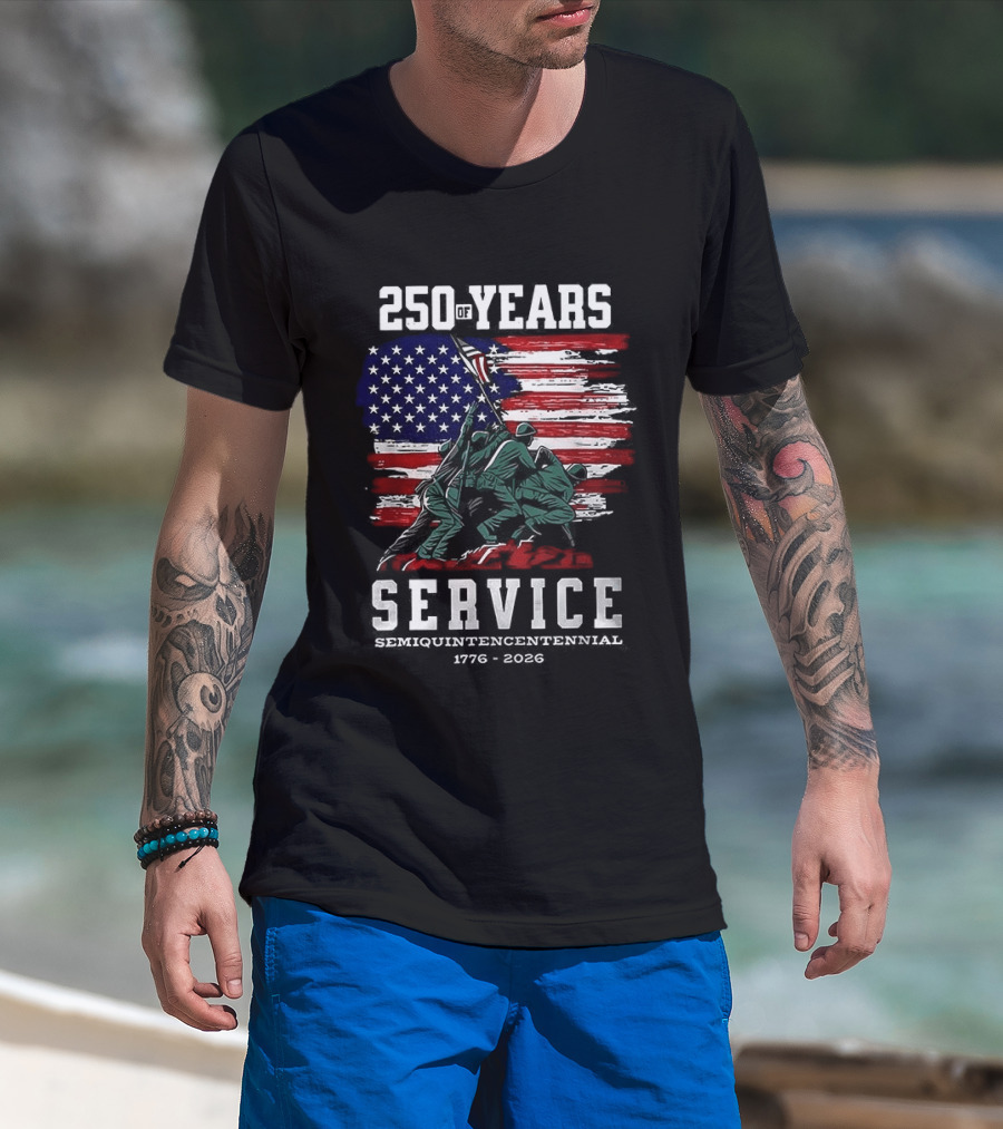 250 Years Service America Anniversary Semiquincentennial US Flag 1776 2026 T-Shirt