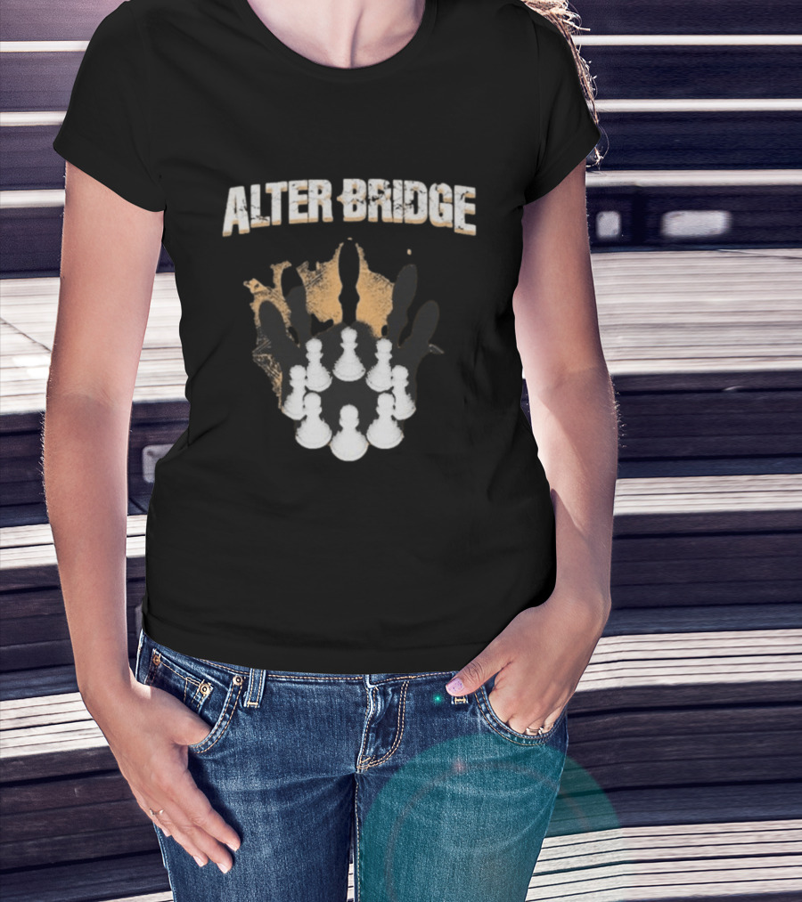 Alter Bridge Pawns Kings Crown Chess Pieces Band Merchandising T-Shirt