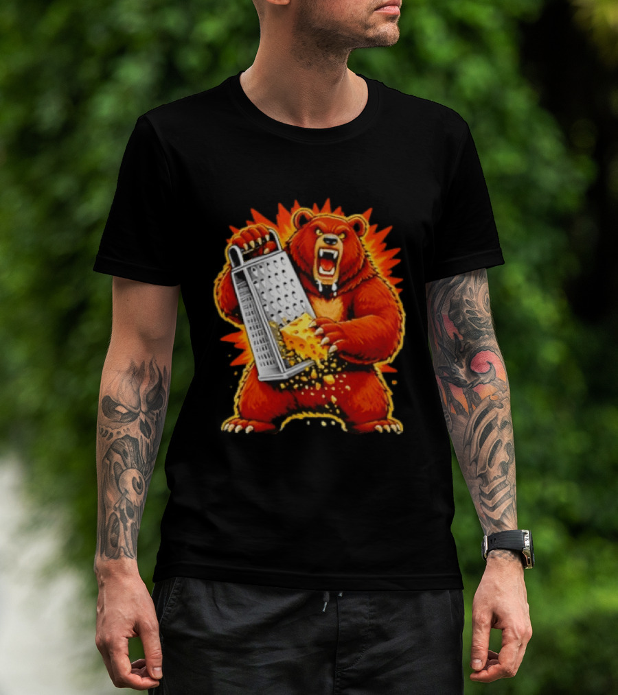 Angry Bear Grating Cheese Grater Hater Fierce Cheese Grating Bear T-Shirt