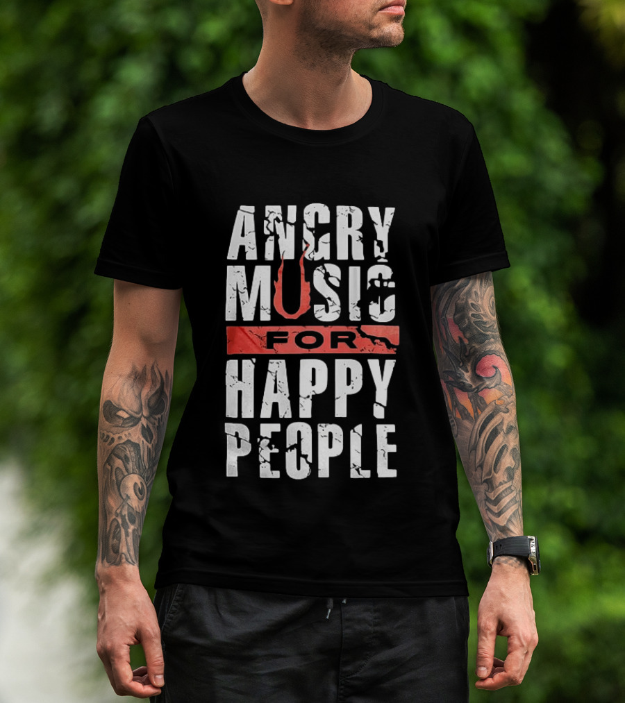 Angry Music For Happy People Red Lightning Bold T-Shirt