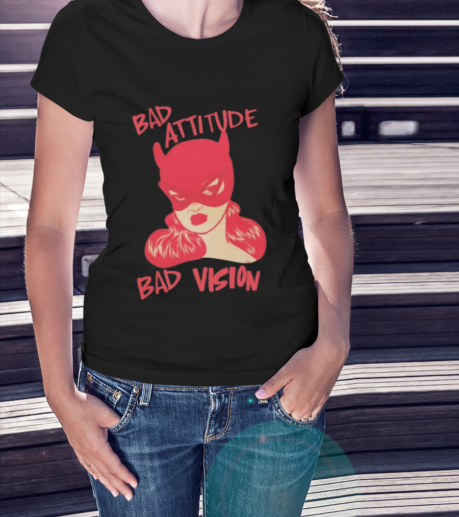 Bad Attitude Bad Vision HDZ Retro Comic Style Masked Woman T-Shirt