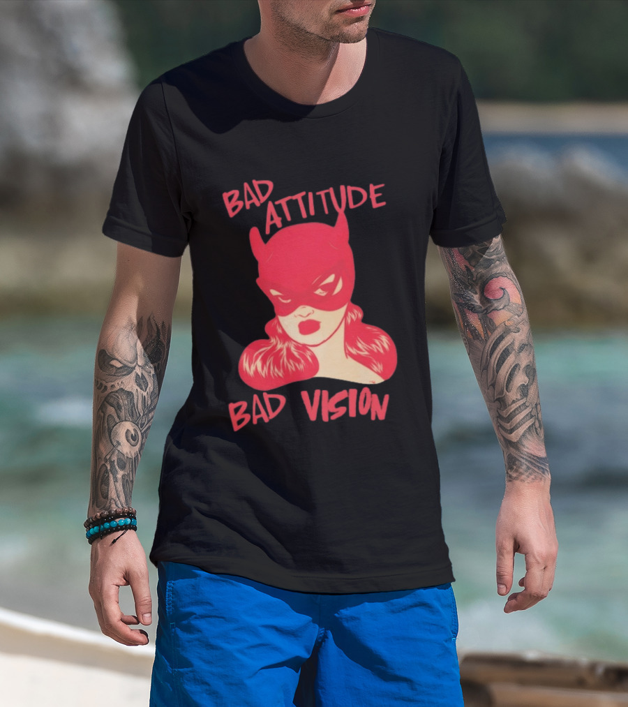 Bad Attitude Bad Vision HDZ Retro Comic Style Masked Woman T-Shirt