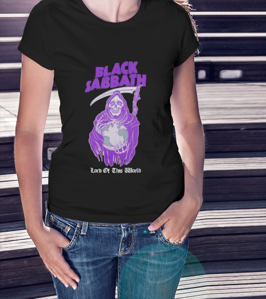 Black Sabbath Lord Of This World Grim Reaper Holding Earth T-Shirt