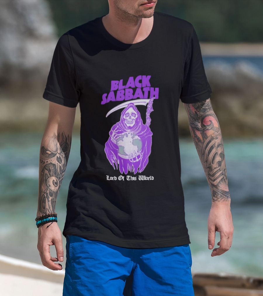 Black Sabbath Lord Of This World Grim Reaper Holding Earth T-Shirt