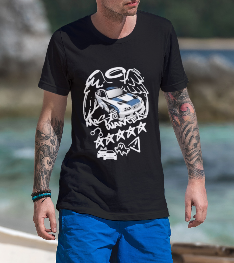 BMW M3 E46 Most Wanted Halo Angel Wings Five Stars T-Shirt